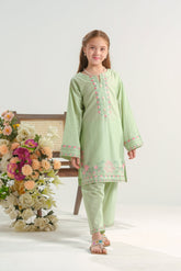 Sprinkles Stitched 2 Piece Summer Co Ord Sets Kids Collection'2025-Mint Blossom Charm - 2pcs - Embroidered