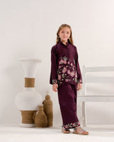 Sprinkles Stitched 2 Piece Summer Co Ord Sets Kids Collection'2025-Plum Petal Grace - 2pcs - Embroidered