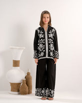 Sprinkles Stitched 2 Piece Summer Co Ord Sets Kids Collection'2025-Midnight Vine Black - 2pcs - Embroidered