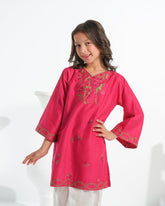 Sprinkles Stitched 1 Piece Summer Shirts Kids Collection'2025-Rosy Radiance - 1pc - Embroidered