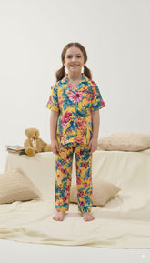 Sprinkles Stitched 2 Piece Winter Night Suit Kids Collection'2025-Sunset Tropic Bloom - Night Suit - 2pcs