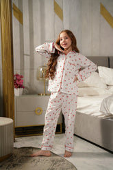 Sprinkles Stitched 2 Piece Night Suit-Ruby Cherries
