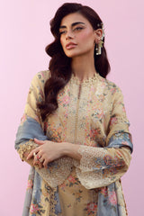 Mirha By Sahar Unstitched 3 Piece Emb Lawn Suit-SS1-26-37-Rose Creme