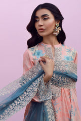 Mirha By Sahar Unstitched 3 Piece Emb Lawn Suit-SS1-26-39-Blush Azure