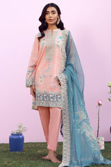 Mirha By Sahar Unstitched 3 Piece Emb Lawn Suit-SS1-26-39-Blush Azure