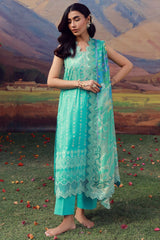 Mirha By Sahar Unstitched 3 Piece Emb Lawn Suit-SS1-26-43-Turquoise Drift