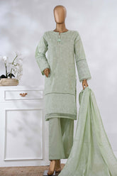Sunehri By HZ Stitched 3 Piece Emb Dyed Cotton Winter Suit-SSE-815-Green