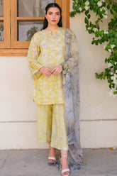 Nura By Sahar Stitched 3 Piece Emb Lawn Vol-02 Collection'2025-SSPN-MA-02-Buttercup Belle