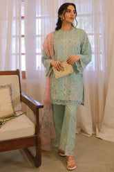 Nura By Sahar Stitched 3 Piece Emb Lawn Vol-02 Collection'2025-SSPN-MA-04-Rosemint Bloom