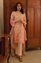 Nura By Sahar Stitched 3 Piece Emb Lawn Vol-02 Collection'2025-SSPN-YA-06-Peach Garden