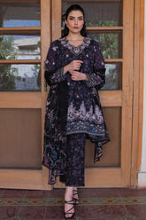 Nura By Sahar Stitched 3 Piece Emb Lawn Vol-02 Collection'2025-SSPN-ZA-07-Midnight Petals