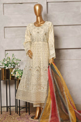 Bin Saeed Stitched 3 Piece Festive Formals Emb Organza Suit-STS-350-White