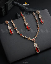 Saba Qamar Necklace Sets Golden Red - Zeesy Jewellery