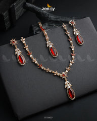 Saba Qamar Necklace Sets Golden Red - Zeesy Jewellery