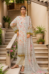 Sada Bahar Stitched 3 Piece Cutwork Chikankari Vol-02 Collection'2025-CKP-Peach