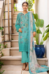 Sada Bahar Stitched 3 Piece Fusion Chikankari Suit-CKP-Sea Green