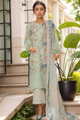 Sada Bahar Stitched 3 Piece Fusion Chikankari Suit-CKP-Ferozi