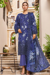Sada Bahar Stitched 3 Piece Laser Cutwork Chikankari Vol-02 Suit-CK-23-Blue