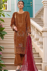 Sada Bahar Stitched 3 Piece Luxury Festive Emb Lawn Vol-05 Suit-LEL-26-Mustard