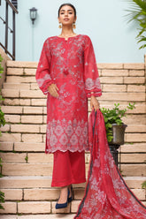 Sada Bahar Stitched 3 Piece Printed Chikankari Vol-01 Suit-PCK-Red