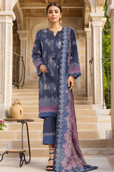 Sada Bahar Stitched 3 Piece Printed Khaddar Vol-02 Suit-D-16-Blue