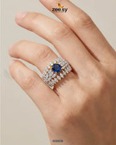 Sapphire Crown Gems Cluster Ring