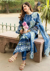 Sardinia Unstitched 3 Piece Lawn Collection-Sapphire Flora - Momina Faiq Bajwa
