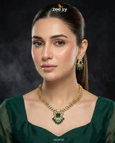 Sapphire Square Stone Necklace Set