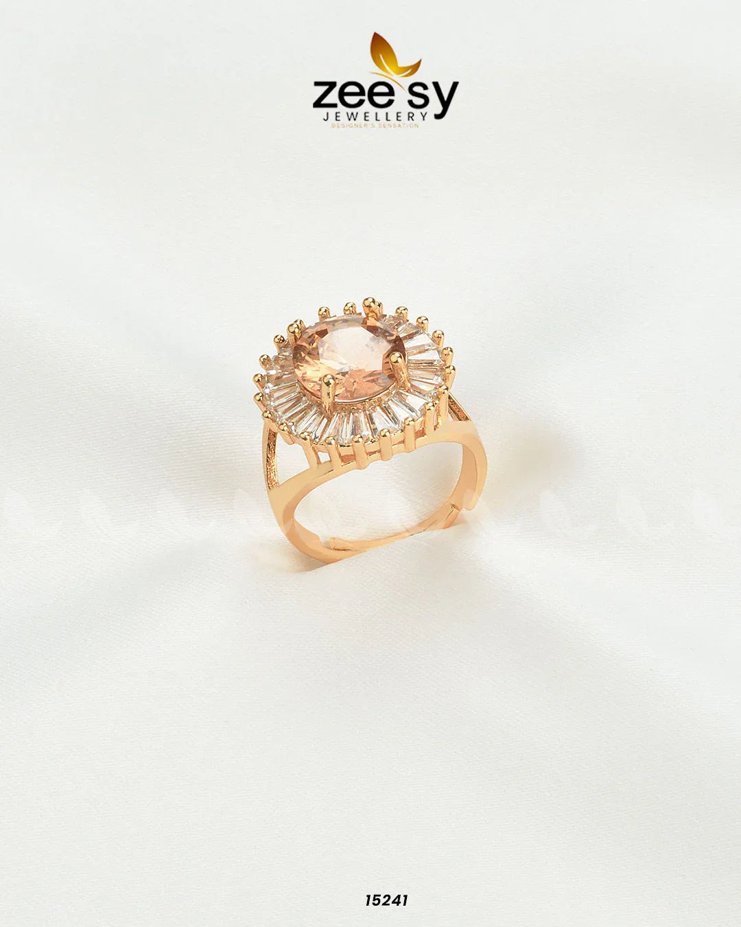 Sapphire Ring Champagne - Zeesy Jewellery