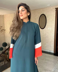 Manahils Stitched Threaded Love Green With Stripes