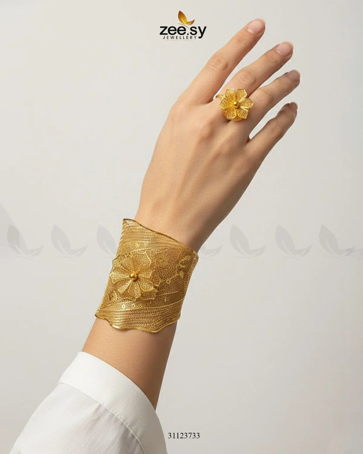 Sculptural Filigree Bangle Ring Set - Zeesy Jewellery
