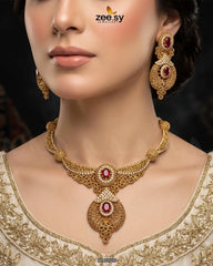 Zeesy-Shahi Gemstone Hasli Necklace Set