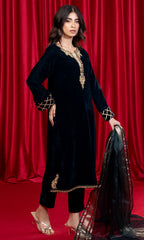 Shamooz Stitched 3 Piece Formals Suits-Deep Blue SVK-006