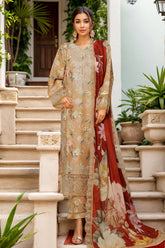 Signature By Sada Bahar Stitched 3 Piece Festive Emb Lawn Vol-02 Suit-PD-234-FAWN