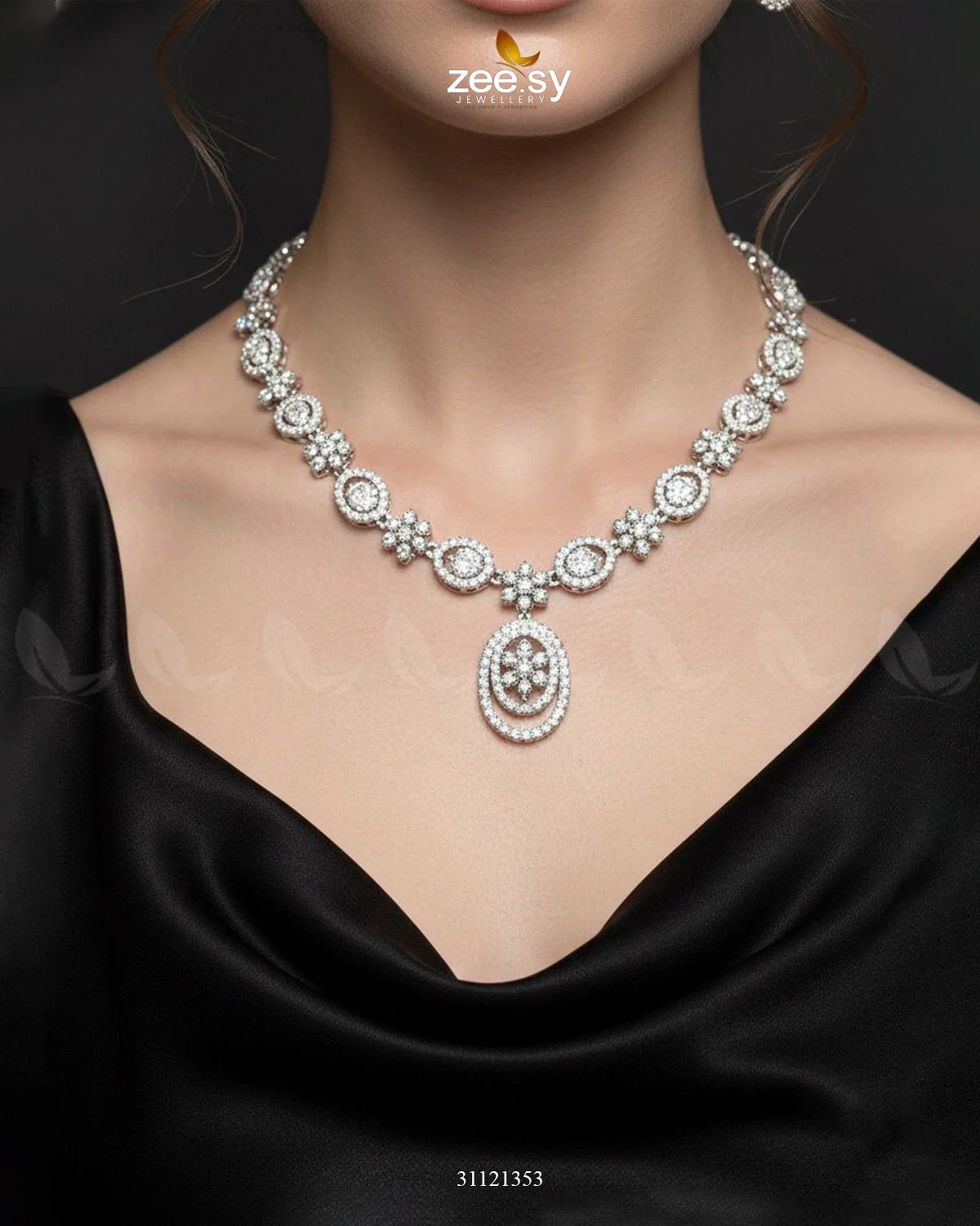 Dainty Oval Floral Necklace Set - Zeesy Jewellery