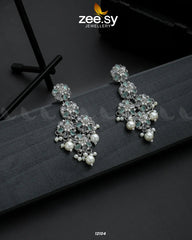 Silver Orchid Earrings Mint Green - Zeesy Jewellery