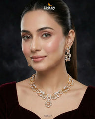 Golden Bold Stone Necklace Set