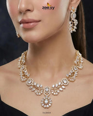 Golden Bold Stone Necklace Set