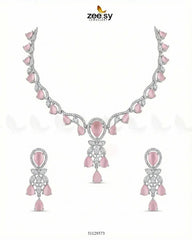 Silver Radiant Drop Necklace Set
