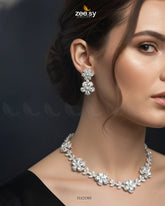Floral Cubic Stone Necklace Set - Zeesy Jewellery