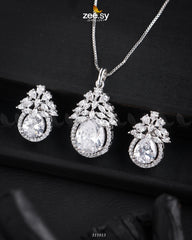 Zara's Pendant Set Sliver White - Zeesy Jewellery