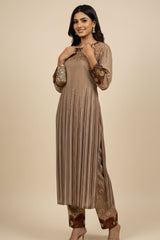 Brandlo Stitched 2 Piece Suit-SOFT BROWN