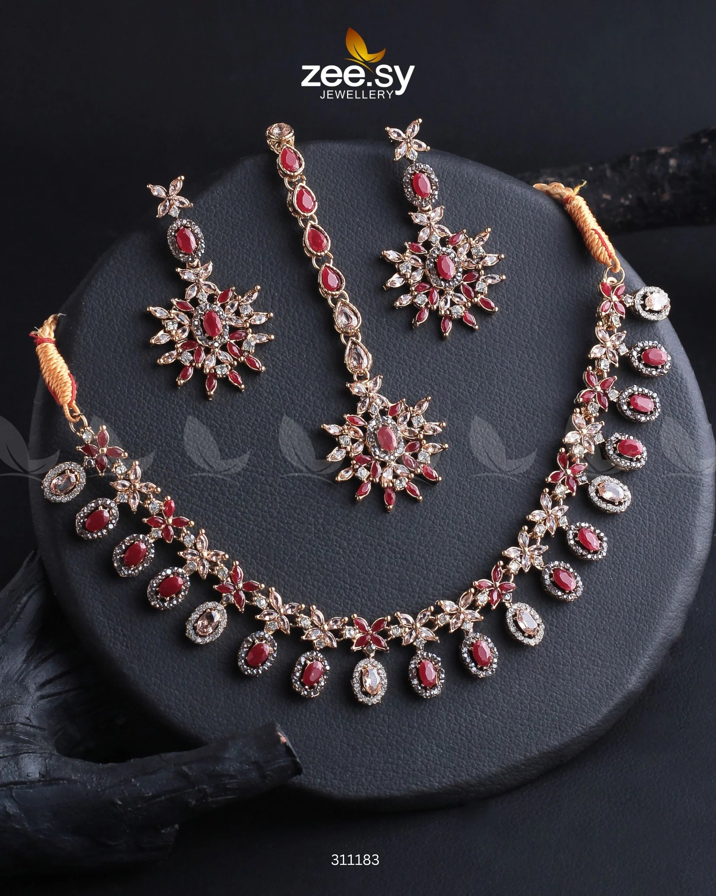 Solara Necklace Set Red - Zeesy Jewellery