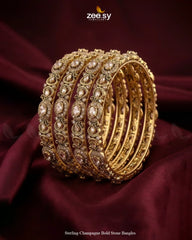 Sterling Champagne Bold Stone Bangles