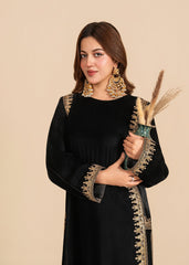 Luxe A Velvet Affair By Stitch Vibes Stitched Winter Suit-Stillness Black Velvet Dress