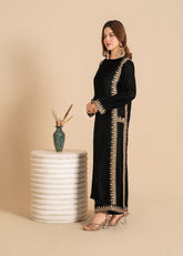 Luxe A Velvet Affair By Stitch Vibes Stitched Winter Suit-Stillness Black Velvet Dress