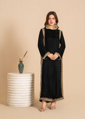 Luxe A Velvet Affair By Stitch Vibes Stitched Winter Suit-Stillness Black Velvet Dress
