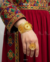 Sultanate Sunburst Filigree Bangle Ring Set - Zeesy Jewellery