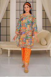 Swiss Lawn Digital Printed 2 Pc Suit - Wear Ochre