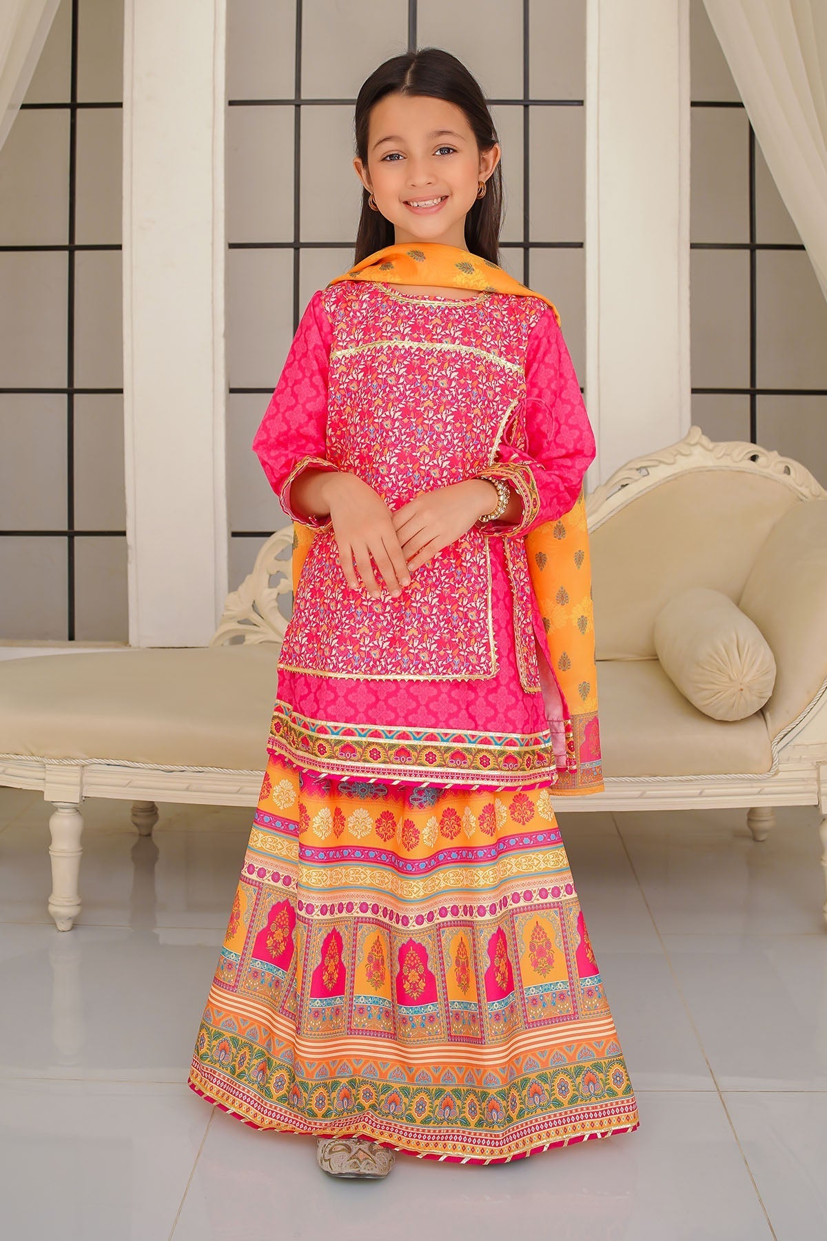 Discover elegant Kids Lawn Suits with this Swiss Lawn Digital Printed 3 Pc Suit, featuring vibrant prints